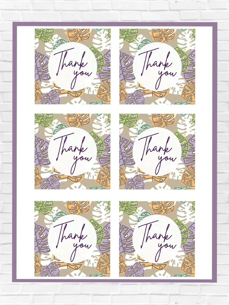 graphic including screenshots of some of the free printable thank you tags with leaves