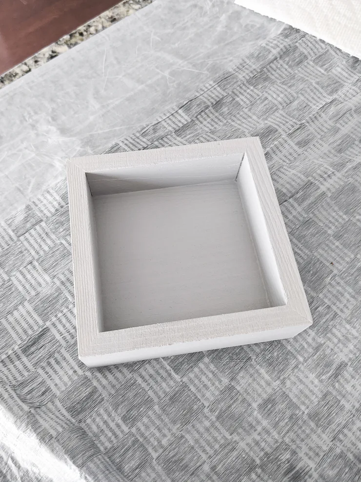 gray painted wooden tray