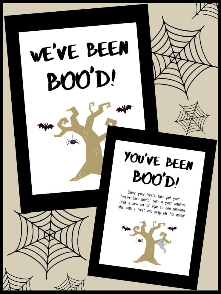 pinnable graphic about my you've been booed free printables including images and text overlay