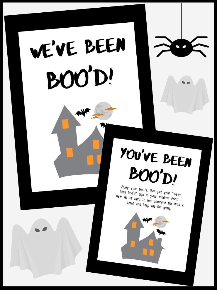 pinnable graphic about my you've been booed free printables including images and text overlay