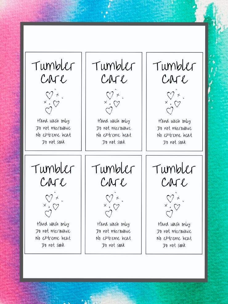 50 Tumbler Care cards Cup Care Instructions Tumbler care and cleaning cards Mug care instructions Blue 