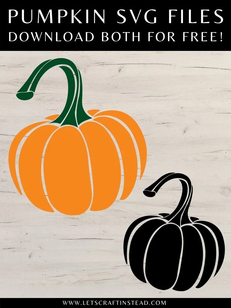 pinnable graphic about 2 free pumpkin svg files including images and text overlay