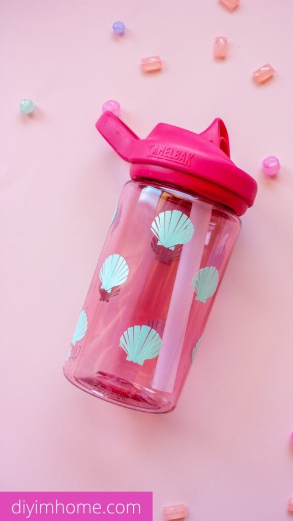 water bottle with turquoise shells