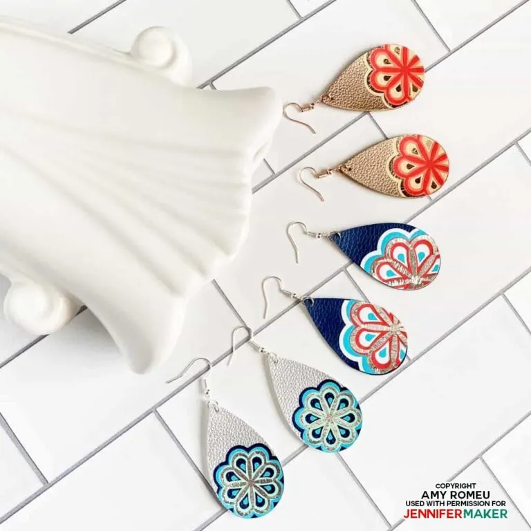 three sets of colorful leather earrings