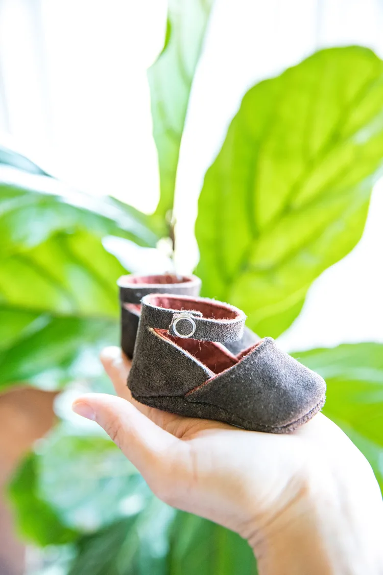 leather baby shoes made with a Cricut