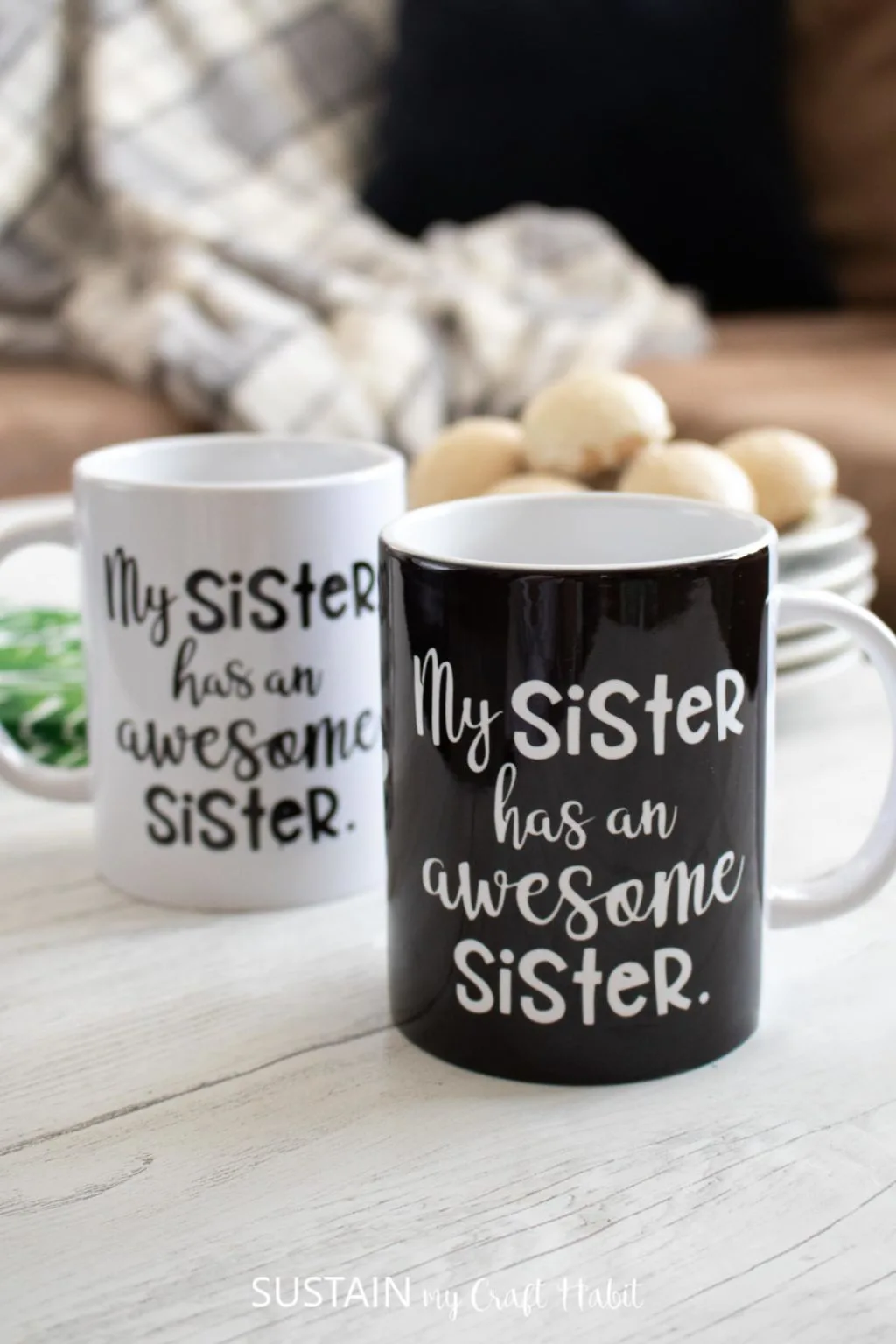 my sister has an awesome sister saying on coffee mug