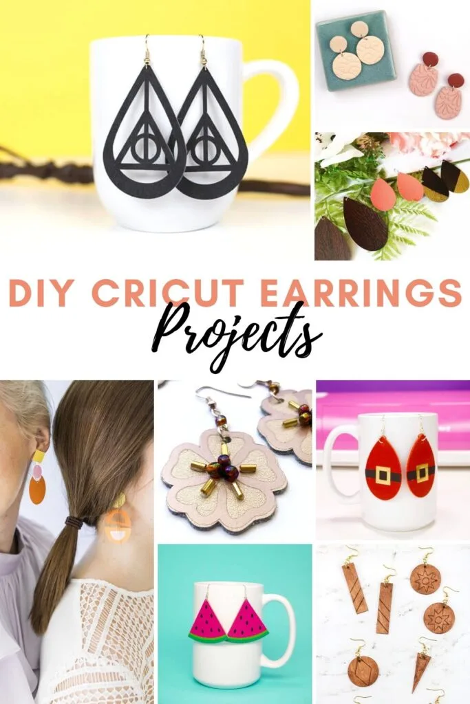 pinnable graphic about DIY cricut earring projects including images and text overlay