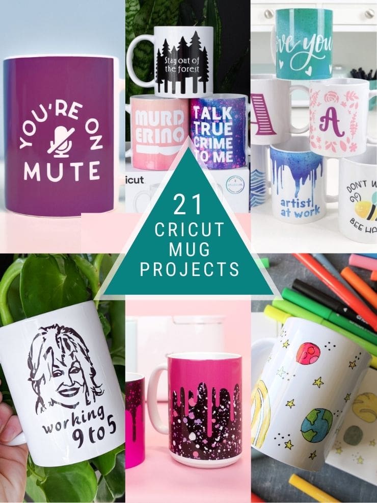 pinnable graphic about cricut mug projects including images and text overlay