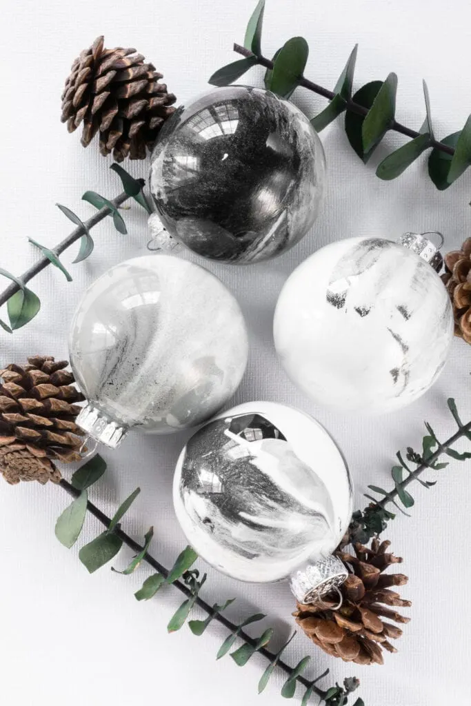 faux marbled christmas ornaments 