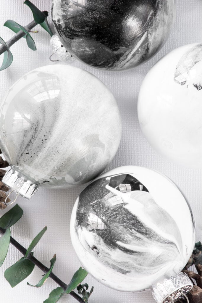 faux marbled christmas ornaments 