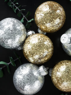 silver and gold DIY glitter ornaments