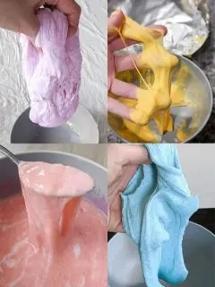image collage of slime made from homemade slime recipes
