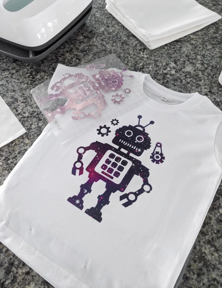 toddler shirt with a robot design using Infusible Ink