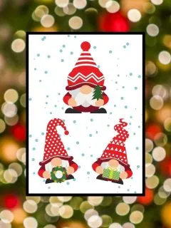 collage with photos of Christmas lights and gnomes clipart