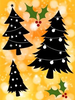 gold sparkly background with black and white Christmas tree clip art files