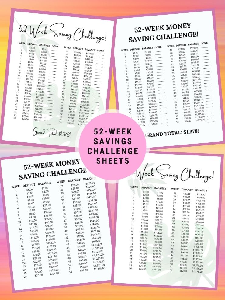 Free printable 52-week money challenge sheets—instant download!