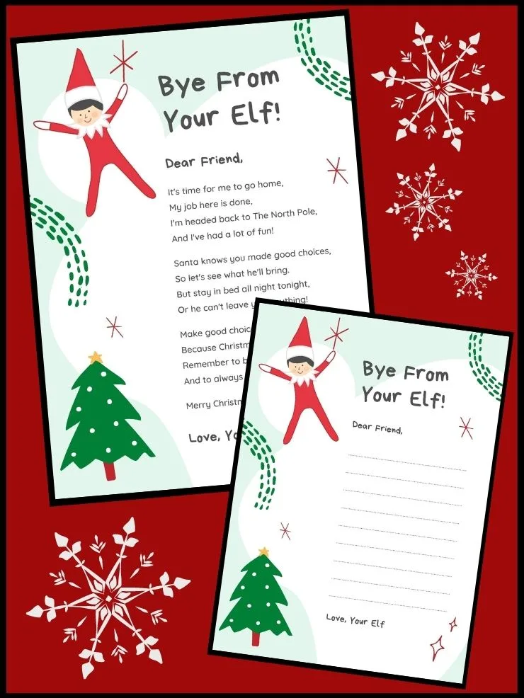 collage with screenshots of elf on the shelf goodbye letters