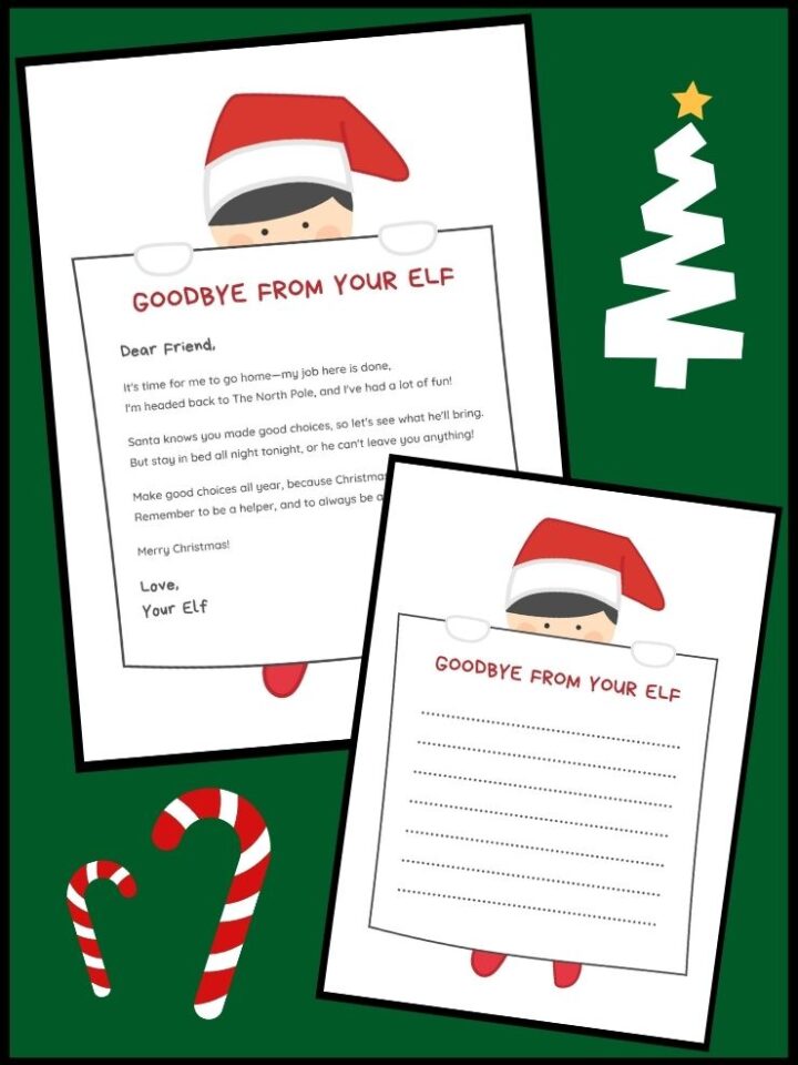 12 free printable Elf on the Shelf goodbye letters for instant download!