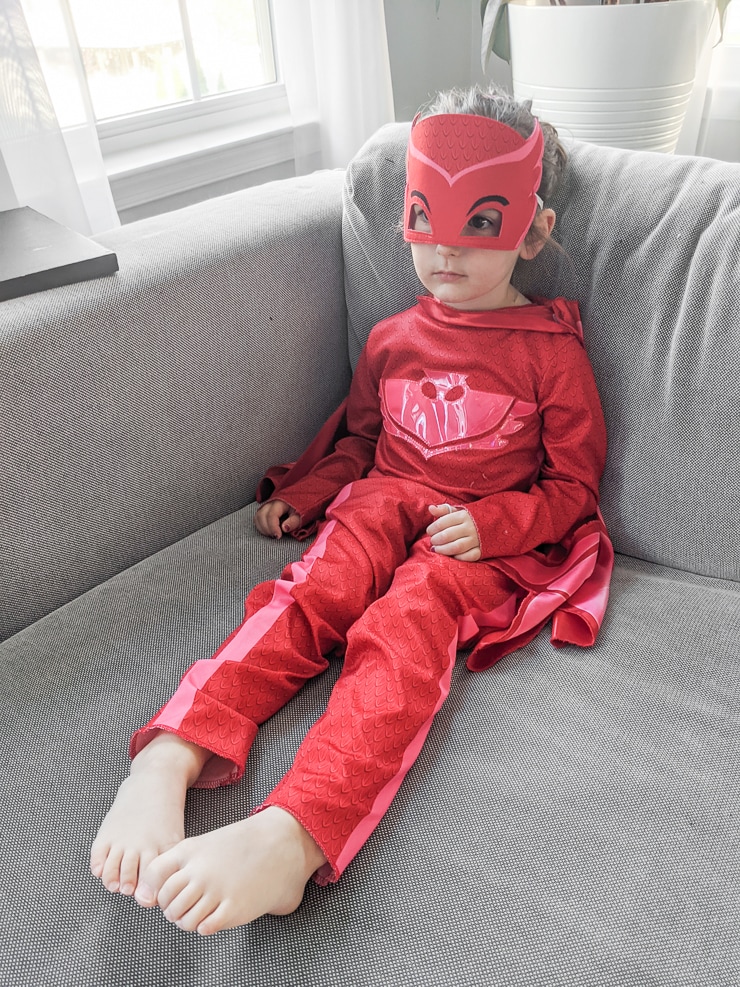 kid in an Owlette PJ Masks costume