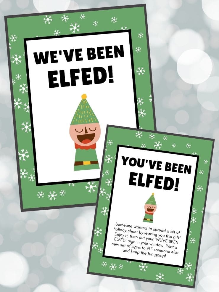 graphic with images of you've been elfed printables