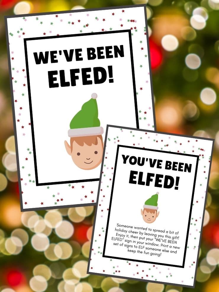 graphic with images of you've been elfed printables