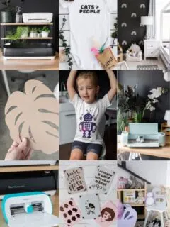 image collage of Cricut machines and projects