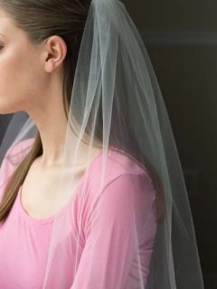 Brittany wearing a DIY bridal veil