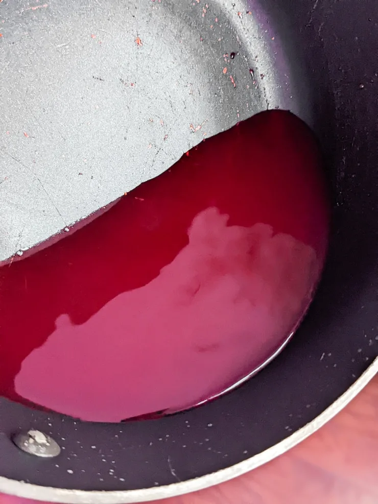 red water in a pan
