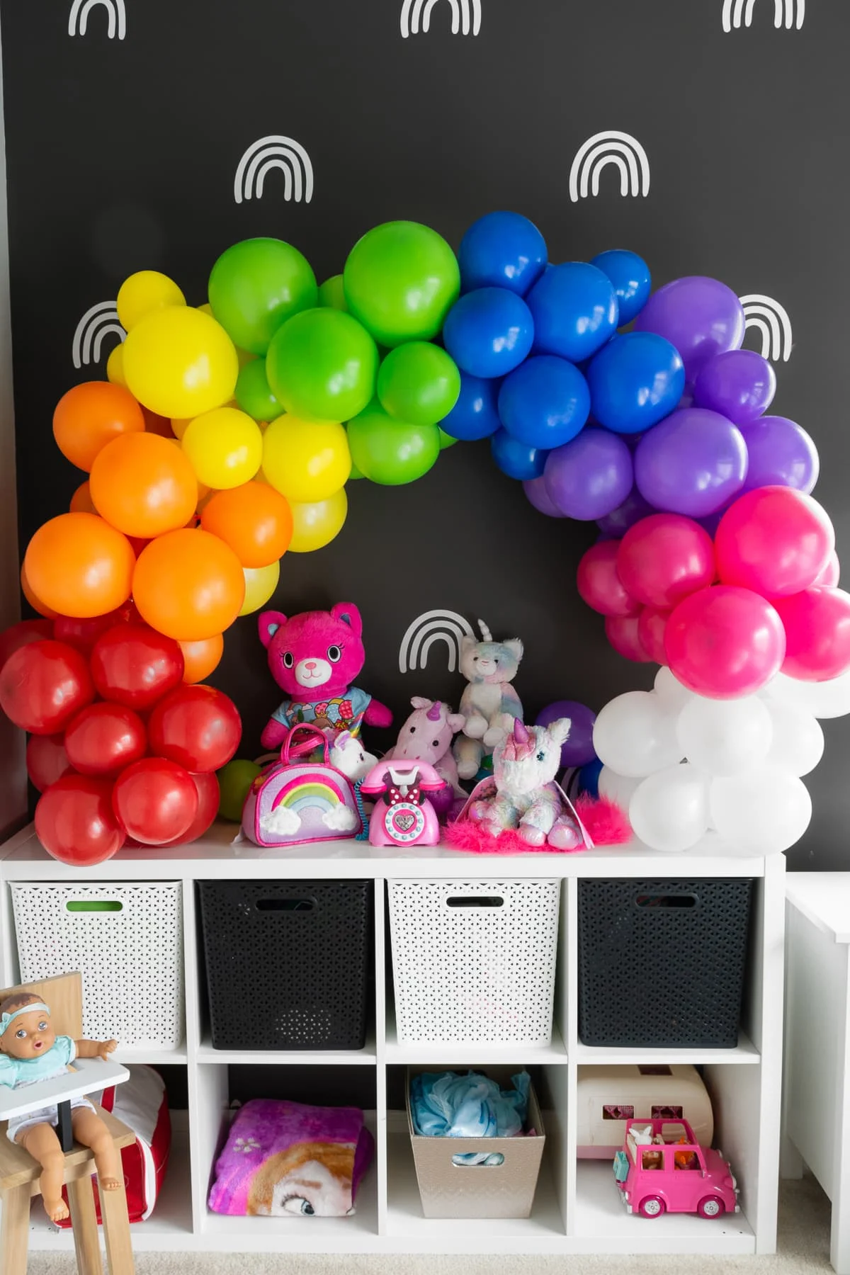 DIY rainbow balloon arch