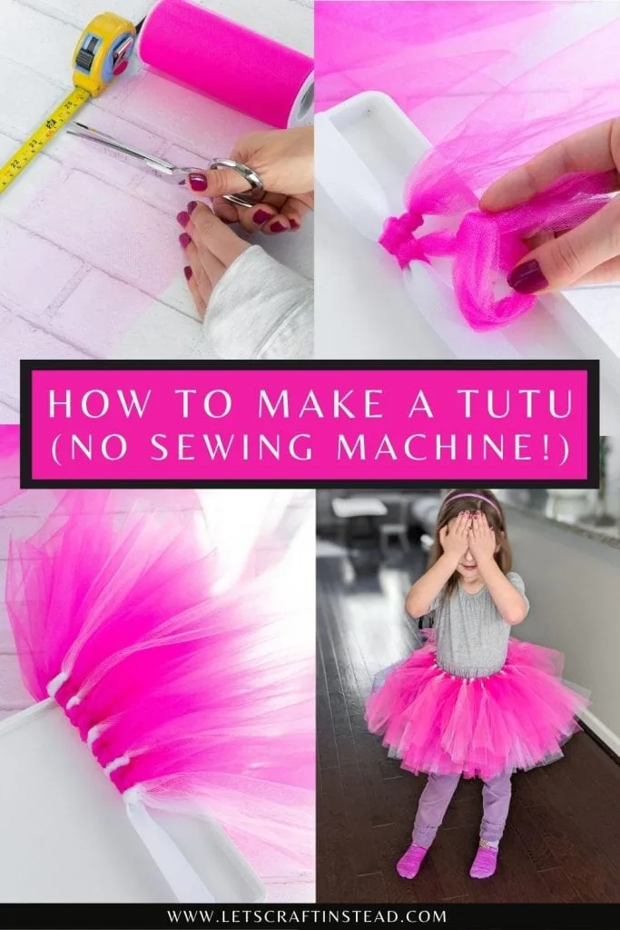 collage that says how to make a tutu with no sewing machine including photos of the process