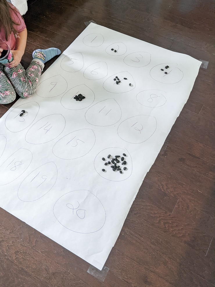 DIY counting game on a floor