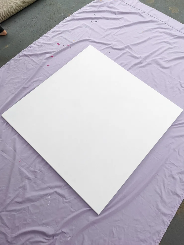 blank canvas on a dropcloth
