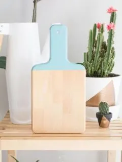 Blue paint dipped cutting board