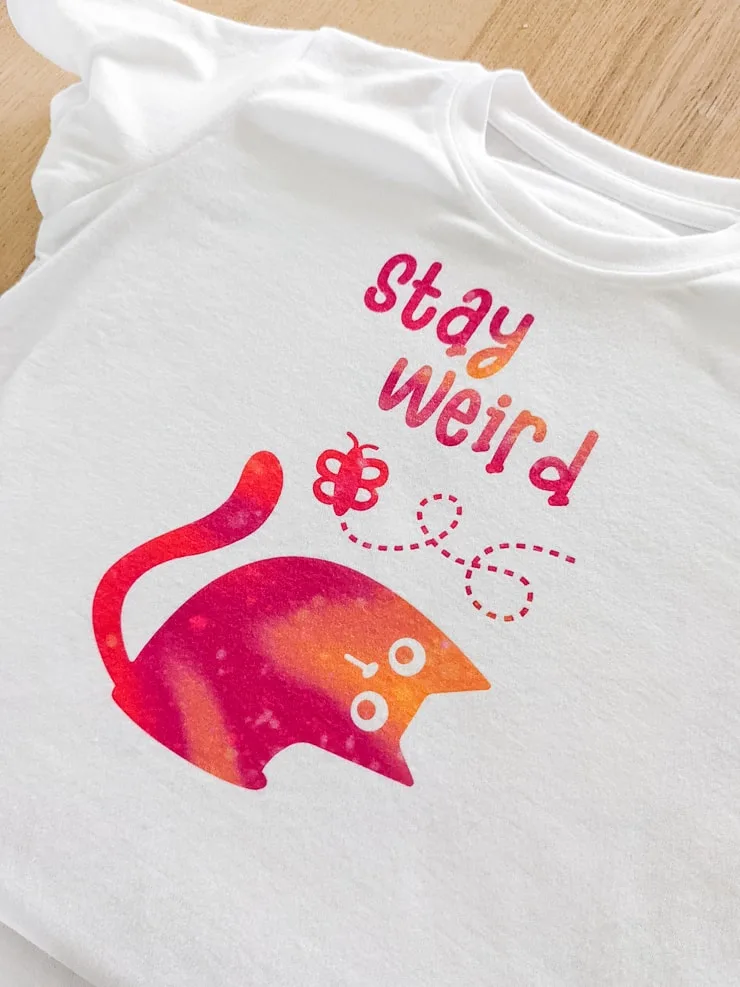 customizing a t-shirt with Cricut Infusible Ink