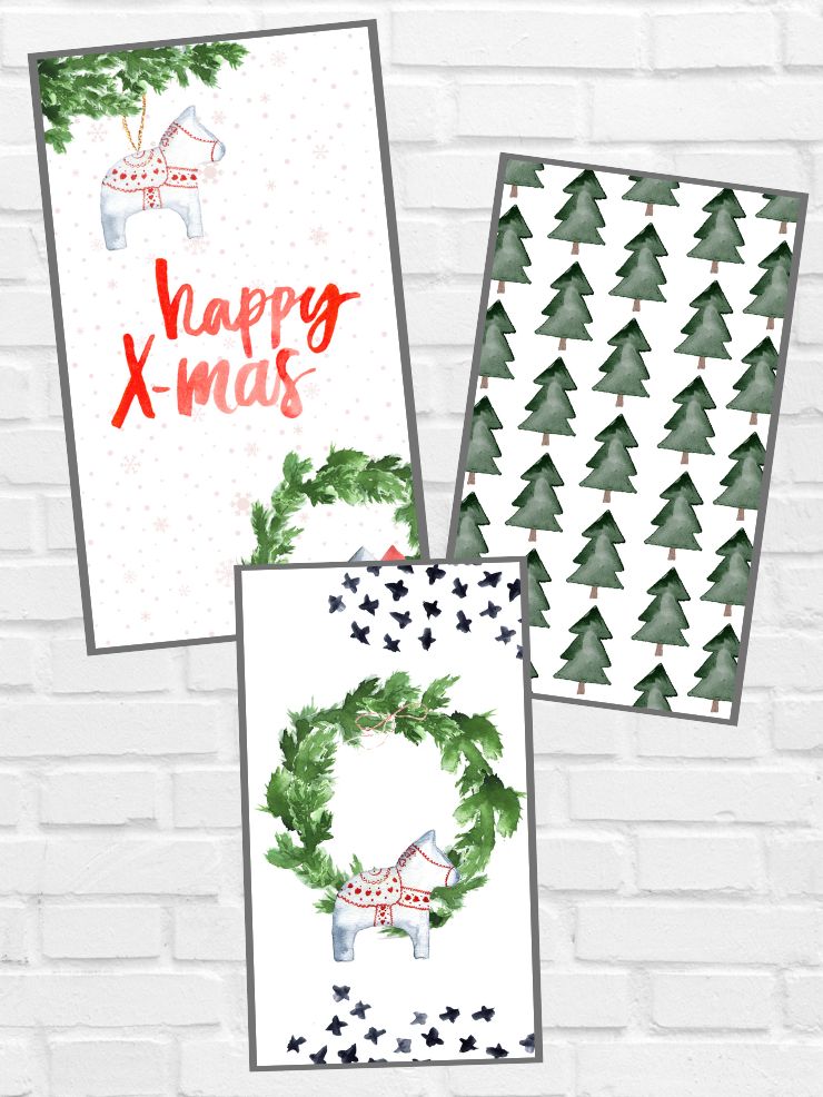 collage of three aesthetic Christmas backgrounds for mobile devices