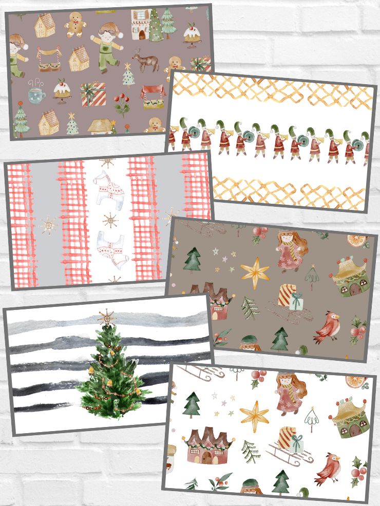 collage of 6 cute Christmas wallpapers for computers