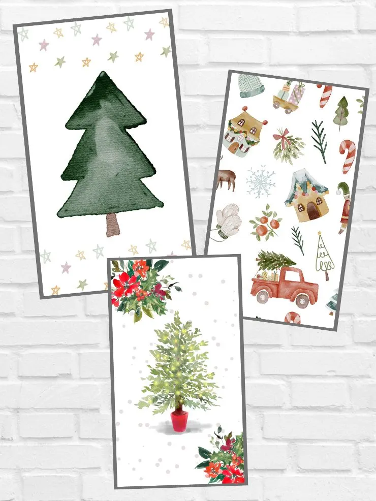 collage of three cute Christmas backgrounds for mobile devices