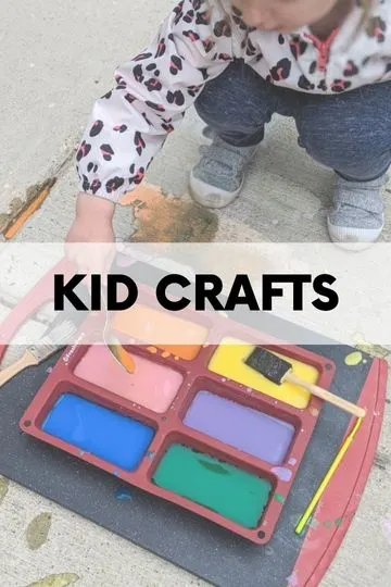 little girl and paint with the text KID CRAFTS over it