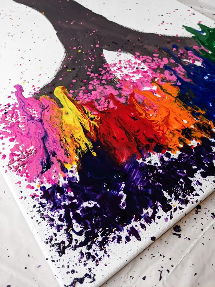 melted crayon art of a tree