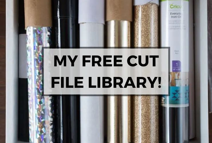 rolls of vinyl with the text my free cut file library