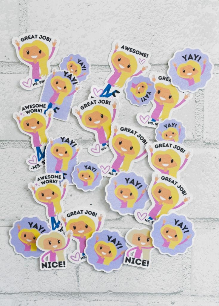 teacher avatar stickers made on a cricut