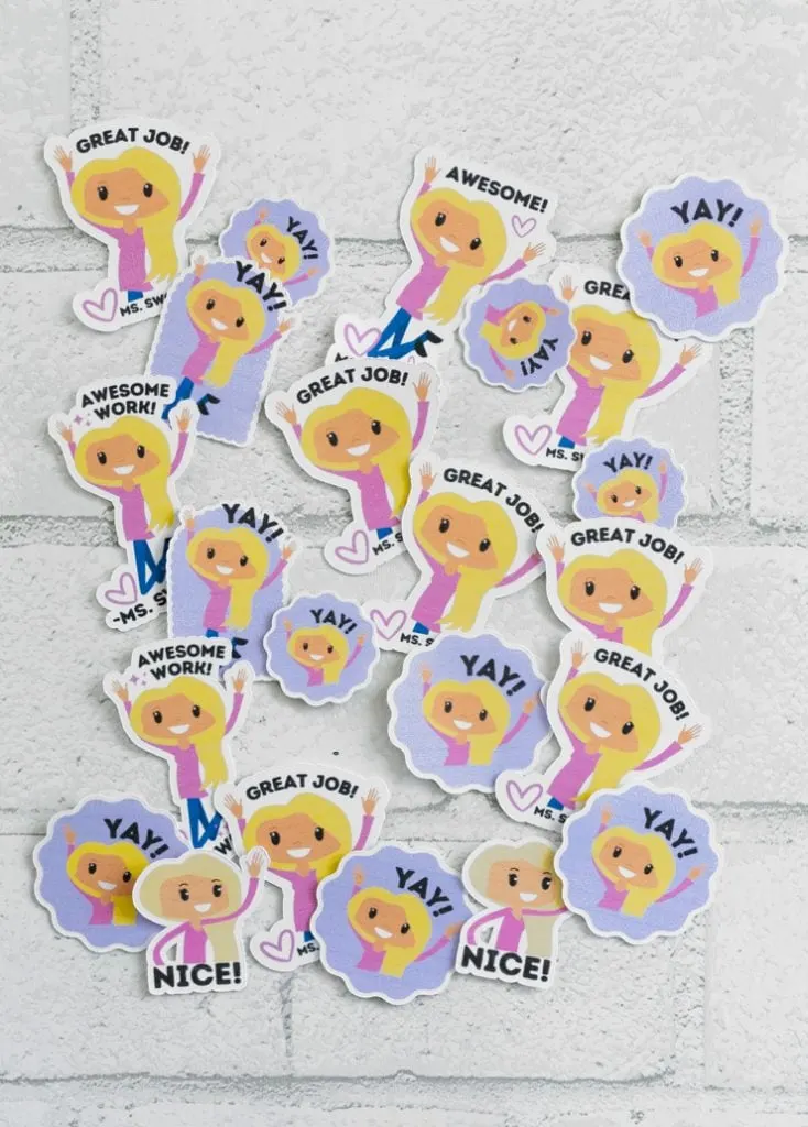 teacher avatar stickers made on a cricut