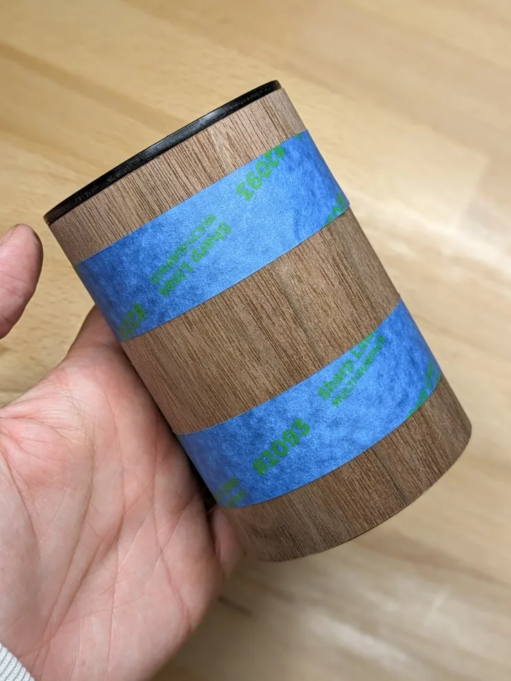wrapping a can in wood veneer