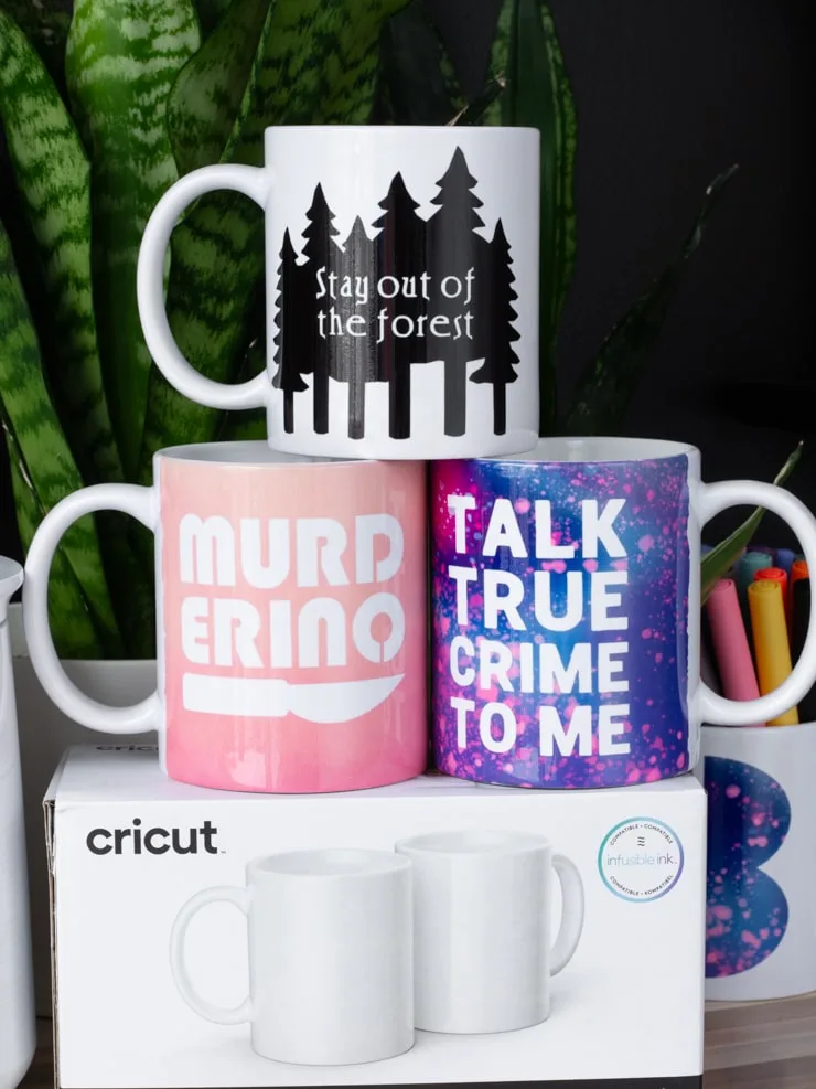 true crime mugs made using infusible ink