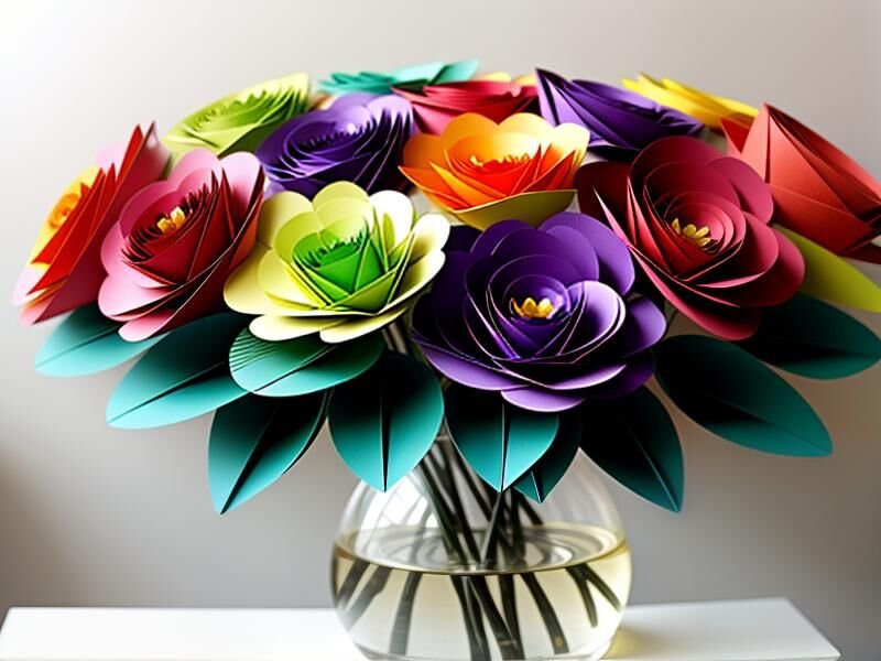 Colourful handmade paper flowers